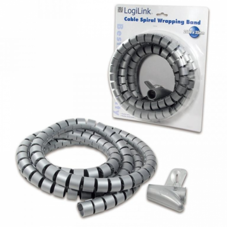 LogiLink Cable Spiral Wrapping Band - Cable management tube - 2.5 m - grey - 2