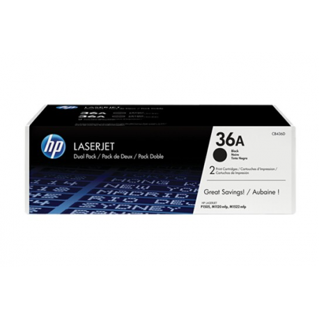 HP 36A - 2-pack - black - original - LaserJet - toner cartridge (CB436AD) - for LaserJet M1120 MFP, M1120n MFP, M1522n MFP, M1522nf MFP, P1505, P1505n, P1506 - 1