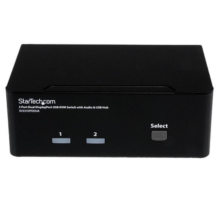 StarTech.com Dual Monitor DisplayPort KVM Switch - 2 Port - USB 2.0 Hub - Audio and Microphone - DP KVM Switch (SV231DPDDUA) - KVM  /  audio switch - 2 x KVM  /  audio - 1 local user - desktop - for P / N: IM12D1500P, SVA12M2NEUA, SVA12M5NA - 1