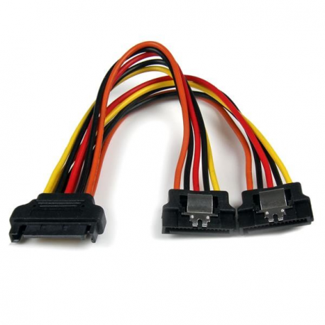 StarTech.com 6in Latching SATA Power Y Splitter Cable Adapter - M / F - 6 inch Serial ATA Power Cable Splitter - SATA Power Y Cable Adapter - Power splitter - SATA power (M) to SATA power (F) - 15.24 cm - latched - for P / N: HSB13SATSASB, HSB1SATSASBA, HSB1SATSASVA, HSB225S3R, HSB43SATSASB, SATSASBP425 - 2