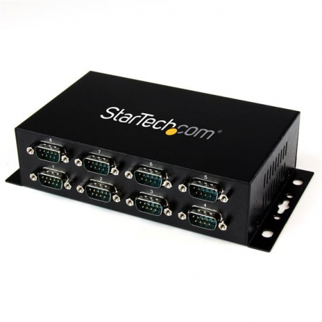 StarTech.com 8 Port USB to Serial RS232 Adapter - Wall Mount - Din Rail - COM Port Retention - FTDI USB to DB9 RS232 Hub (ICUSB2328I) - Serial adapter - USB 2.0 - RS-232 x 8 - black - 1