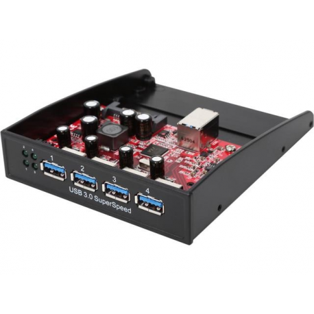 StarTech.com USB 3.0 Front Panel 4 Port Hub - 3.5in or 5.25in Bay - Front Internal 3.5 USB 3 Hub (35BAYUSB3S4) - Hub - 4 x SuperSpeed USB 3.0 - plug-in module - for P / N: USB312SAT3CB, USB315CB2M, USBLT1MWS, USBLT2MBR, USBLT30CMW, USBLTM1MBK, USBLTM1MWH - 4