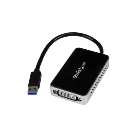 StarTech.com USB 3.0 to DVI Adapter with 1 Port USB Hub - 1920x1200 - External Video & Graphics Card - Dual Monitor Display Adapter - Supports Windows (USB32DVIEH) - External video adapter - T5-302 - 16 MB DDR2 - USB 3.0 - DVI - black - for P / N: DVIDDMM10, DVIDDMM6, DVIDSMM10, DVIMM6, DVISPL1DD, HDDVIMM3, HDMIDVIMM10, HDMIDVIMM6 - 5