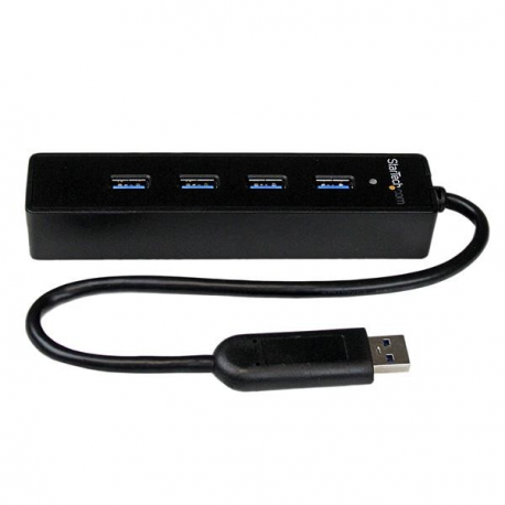 StarTech.com 4-Port USB 3.0 Hub with Built-in Cable - SuperSpeed Laptop USB Hub - Portable USB Splitter - Mini USB Hub (ST4300PBU3) - Hub - 4 x SuperSpeed USB 3.0 - desktop - for P / N: FCREADMICRO3, MSDREADU3CA - 1
