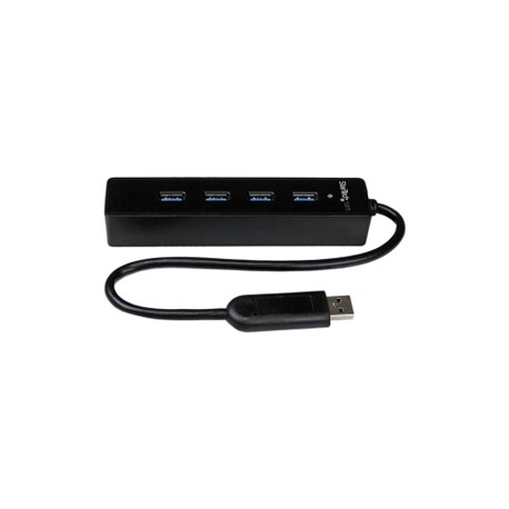 StarTech.com 4-Port USB 3.0 Hub with Built-in Cable - SuperSpeed Laptop USB Hub - Portable USB Splitter - Mini USB Hub (ST4300PBU3) - Hub - 4 x SuperSpeed USB 3.0 - desktop - for P / N: FCREADMICRO3, MSDREADU3CA - 4