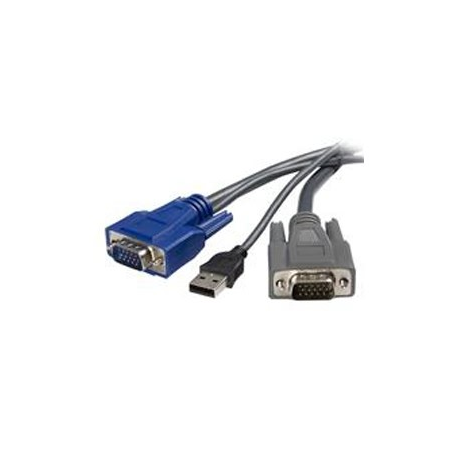 StarTech.com 10 ft Ultra-Thin USB VGA 2-in-1 KVM Cable (SVUSBVGA10) - Keyboard  /  video  /  mouse (KVM) cable - USB, HD-15 (VGA) (M) to HD-15 (VGA) (M) - 3 m - black - for P / N: SV1631DUSBU, SV1631DUSBUK, SV441DUSBI, SV831DUSBAU, SV831DUSBU, SV831DUSBUK - 5