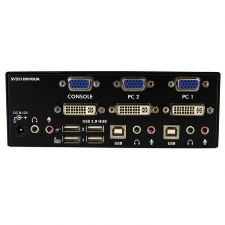 StarTech.com 2 Port KVM Switch - DVI and VGA w / Audio and USB 2.0 Hub - Dual Monitor / Display / Screen KVM Switch - DVI VGA (SV231DDVDUA) - KVM / audio / USB switch - 2 x KVM / audio / USB - 1 local user - desktop - for P / N: IM12D1500P, SVA12M2NEUA, SVA12M5NA, USBDVI4N1A6, USBVGA4N1A10, USBVGA4N1A6 - 3