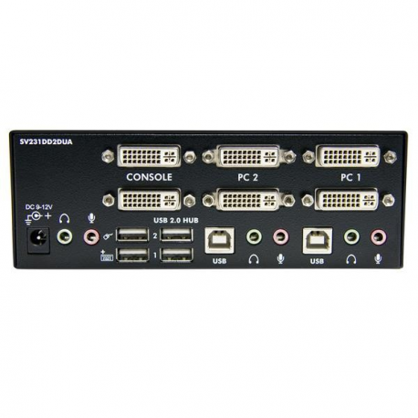 StarTech.com DVI KVM Switch with Audio & USB 2.0 Hub - 2-Port USB KVM Switch - 1920 x 1200 - Dual Monitor KVM Switch (SV231DD2DUA) - KVM / audio / USB switch - 2 x KVM / audio / USB - 1 local user - desktop - for P / N: IM12D1500P, SVA12M2NEUA, SVA12M5NA, USBDVI4N1A10, USBDVI4N1A6 - 2