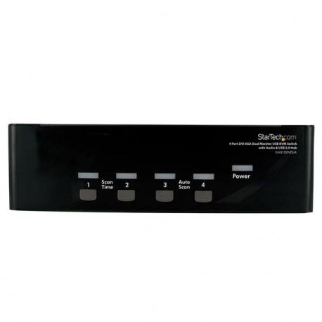StarTech.com 4 Port DVI VGA Dual Monitor KVM Switch USB with Audio and USB 2.0 Hub (SV431DDVDUA) - KVM  /  audio  /  USB switch - 4 x KVM  /  audio  /  USB - 1 local user - desktop - for P / N: IM12D1500P, SVA12M2NEUA, SVA12M5NA, USBDVI4N1A6, USBVGA4N1A10, USBVGA4N1A6 - 2