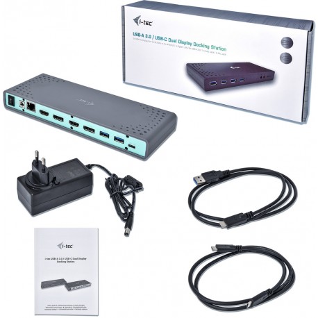 i-Tec USB-C  /  USB-A 3.0 4K Dual Video Docking Station - Docking station - USB-C - GigE - Europe - 9