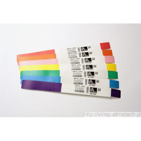 Zebra Z-Band Direct - Polypropylene (PP) - permanent acrylic adhesive - perforated - 6 mil - yellow, black sensing mark - 25.4 x 279.4 mm 1200 pcs. (6 roll(s) x 200) wristbands - for Zebra HC100, HC100 Patient I.D. Solution - 1