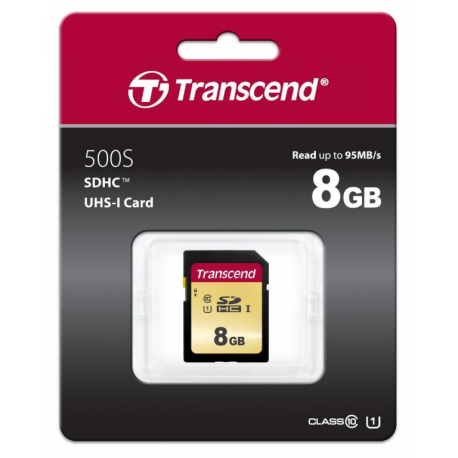Transcend 500S - Flash memory card - 8 GB - UHS-I U1  /  Class10 - SDHC UHS-I - 1