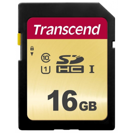 Transcend 500S - Flash memory card - 16 GB - UHS-I U1  /  Class10 - SDHC UHS-I - 2