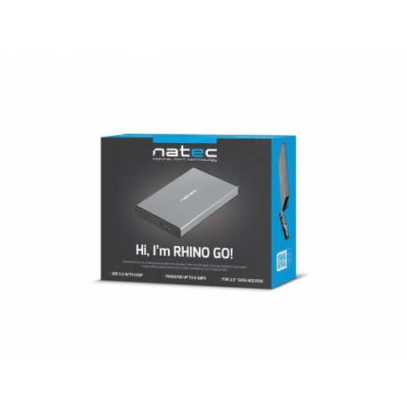 Natec Rhino GO - Storage enclosure - 2.5" - SATA 6Gb / s - USB 3.0 - grey - 1