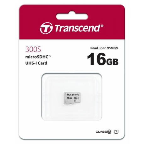 Transcend 300S - Flash memory card - 16 GB - UHS-I U1 / Class10 - microSDHC - 1