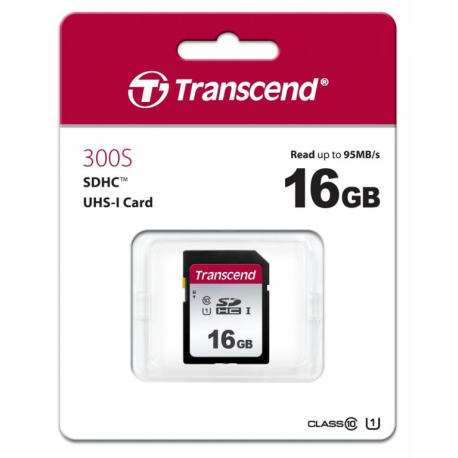 Transcend 300S - Flash memory card - 16 GB - UHS-I U1  /  Class10 - SDHC UHS-I - 1