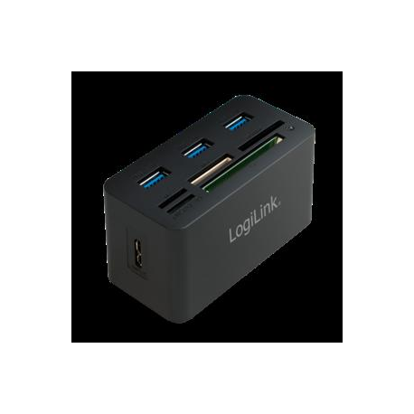 LogiLink USB 3.0 Hub with All-in-One Card Reader - Hub - 3 x SuperSpeed USB 3.0 - desktop - 5