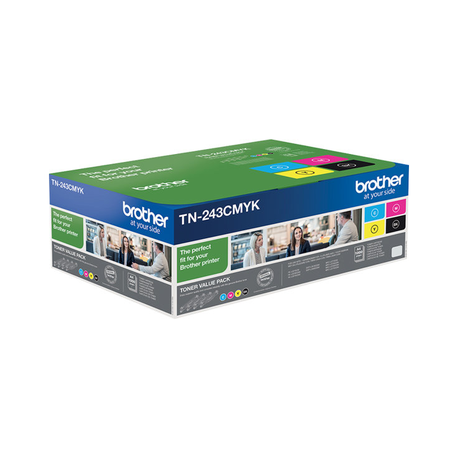 Brother TN243CMYK Value Pack - 4-pack - black, yellow, cyan, magenta - original - toner cartridge - for Brother DCP-L3510, L3517, L3550, HL-L3210, L3230, L3270, MFC-L3710, L3730, L3750, L3770 - 0