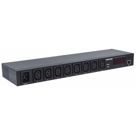 Intellinet 19" Intelligent 8-Port PDU, 19" Rackmountable C13 Intelligent Power Distribution Unit; Monitors Power, Temperature and Humidity - Power distribution unit (rack-mountable) - AC 110-240 V - Ethernet - input: IEC 60320 C20 - output connectors: 8 (IEC 60320 C13) - 19" - 1