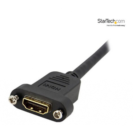 StarTech.com 3ft HDMI Female to Male Adapter, 4K High Speed Panel Mount HDMI Cable, 4K 30Hz UHD HDMI, 10.2 Gbps Bandwdith, 4K HDMI 1.4 Video, HDCP 1.4, HDMI Female to HDMI Male Cable - HDMI Panel Mount Connector - HDMI cable - HDMI female to HDMI male - 91 cm - black - molded - for P / N: CDP2HDMM2MB, DP2HDMM2MB, HDDVIMM3, HDMM1MP, HDMM2MP, HDMM3MP, HDPMM50, MDP2HDMM2MB - 2