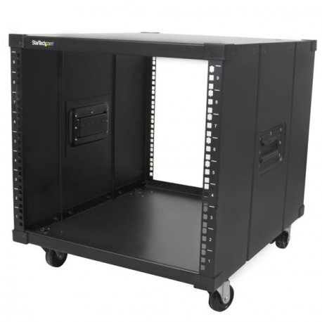 StarTech.com 9U Open Frame Rack with Wheels - 4 Post 23" Deep Portable Open Frame Cabinet for 19" Network, Data & Server Equipment - 220 lbs capacity (RK960CP) - Rack - black - 9U - 23" - 0
