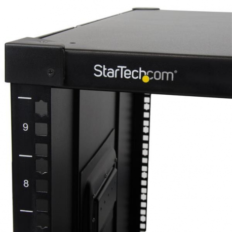 StarTech.com 9U Open Frame Rack with Wheels - 4 Post 23" Deep Portable Open Frame Cabinet for 19" Network, Data & Server Equipment - 220 lbs capacity (RK960CP) - Rack - black - 9U - 23" - 1