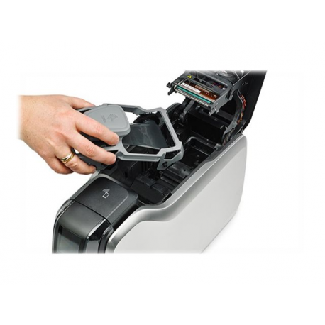 Zebra ZC300 - Plastic card printer - colour - Duplex - dye sublimation / thermal transfer - CR-80 Card (85.6 x 54 mm) - 300 dpi - up to 900 cards / hour (mono)  /  up to 200 cards / hour (colour) - capacity: 100 cards - USB 2.0, LAN, Wi-Fi - 5
