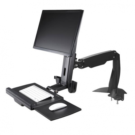 StarTech.com Sit Stand Monitor Arm, Desk Mount Adjustable Sit-Stand Workstation Arm for Single 34" VESA Mount Display, Ergonomic Articulating Standing Desk Converter with Keyboard Tray - Stand Up Office Desk (ARMSTSCP1) - Mounting kit (base plate, column, grommet plate, keyboard tray, washers, monitor arm, clamp bracket, base, base pad) - for monitor  /  keyboard - screen size: up to 24" - desktop - 2
