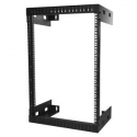 StarTech.com 15U 19" Wall Mount Network Rack - 12" Deep 2 Post Open Frame Server Room Rack for Data / AV / IT / Computer Equipment / Patch Panel with Cage Nuts & Screws 200lb Capacity, Black (RK15WALLO) - Rack - wall mountable - black - 15U - 12"