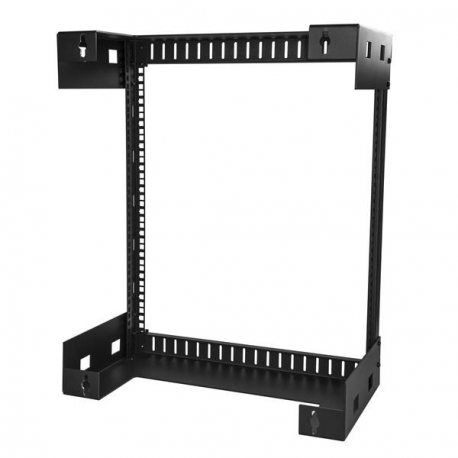 StarTech.com 12U 19" Wall Mount Network Rack - 12" Deep 2 Post Open Frame Server Room Rack for Data / AV / IT / Computer Equipment / Patch Panel with Cage Nuts & Screws 200lb Capacity, Black (RK12WALLO) - Rack - wall mountable - black - 12U - 12" - 0