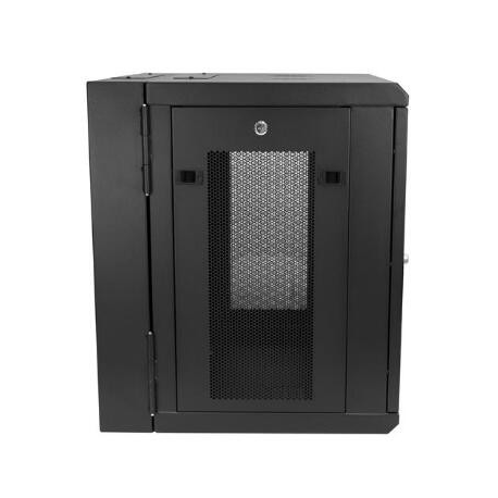 StarTech.com 12U 19" Wall Mount Network Cabinet, 16" Deep Hinged Locking IT Network Switch Depth Enclosure, Vented Computer Equipment Data Rack with Shelf & Flexible Side Panels, Assembled - 12U Vented Cabinet (RK12WALHM) - Rack enclosure cabinet - wall mountable - black - 12U - 1