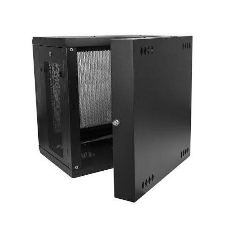 StarTech.com 12U 19" Wall Mount Network Cabinet, 16" Deep Hinged Locking IT Network Switch Depth Enclosure, Vented Computer Equipment Data Rack with Shelf & Flexible Side Panels, Assembled - 12U Vented Cabinet (RK12WALHM) - Rack enclosure cabinet - wall mountable - black - 12U - 2