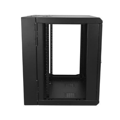 StarTech.com 12U 19" Wall Mount Network Cabinet, 16" Deep Hinged Locking IT Network Switch Depth Enclosure, Vented Computer Equipment Data Rack with Shelf & Flexible Side Panels, Assembled - 12U Vented Cabinet (RK12WALHM) - Rack enclosure cabinet - wall mountable - black - 12U - 3