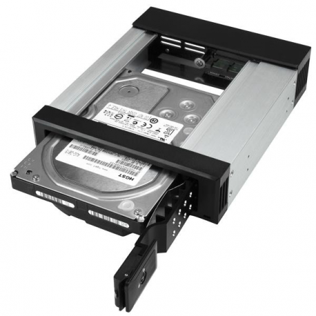 StarTech.com 5.25" to 3.5" Trayless Hard Drive Hot Swap Bay - Removable Hard Drive Bay for 3.5" SATA / SAS Drives - Aluminum (HSB1SATSASBA) - Storage bay adapter - 5.25" to 3.5" - for P / N: 25SATSAS35HD - 3