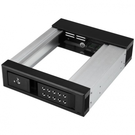 StarTech.com 5.25" to 3.5" Trayless Hard Drive Hot Swap Bay - Removable Hard Drive Bay for 3.5" SATA / SAS Drives - Aluminum (HSB1SATSASBA) - Storage bay adapter - 5.25" to 3.5" - for P / N: 25SATSAS35HD - 4