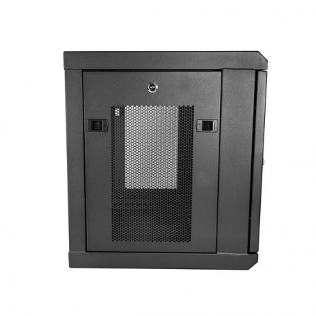 StarTech.com 2 Post 9U 19" Wall Mount Network Cabinet, Adjustable Depth 6-15" Locking IT Switch Depth Enclosure, Vented Computer / Electronics Equipment Data Rack w / Shelf + Hook & Loop Tape - 19 Inch Wall Cabinet (RK9WALM) - Rack enclosure cabinet - wall mountable - black - 9U - 0