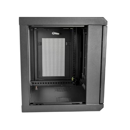 StarTech.com 2 Post 9U 19" Wall Mount Network Cabinet, Adjustable Depth 6-15" Locking IT Switch Depth Enclosure, Vented Computer / Electronics Equipment Data Rack w / Shelf + Hook & Loop Tape - 19 Inch Wall Cabinet (RK9WALM) - Rack enclosure cabinet - wall mountable - black - 9U - 2