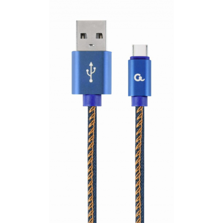 Cablexpert Premium jeans (denim) - USB cable - USB-C (M) to USB (M) - USB 2.0 - 2.1 A - 1 m - blue - 0