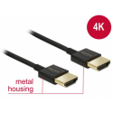 Delock Slim High Quality - HDMI cable with Ethernet - HDMI male to HDMI male - 25 cm - triple shielded - black - 4K support