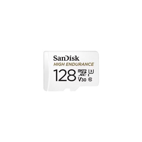SanDisk High Endurance - Flash memory card (microSDXC to SD adapter included) - 128 GB - Video Class V30  /  UHS-I U3  /  Class10 - microSDXC UHS-I - 0