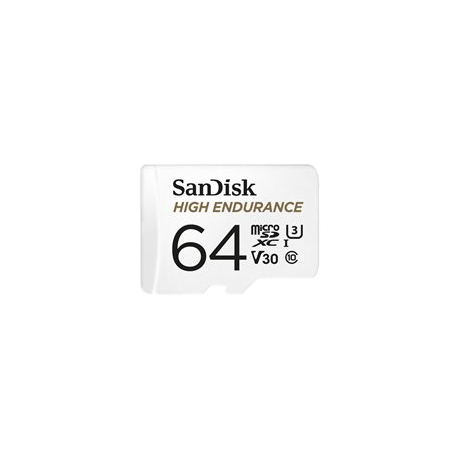 SanDisk High Endurance - Flash memory card (microSDXC to SD adapter included) - 64 GB - Video Class V30  /  UHS-I U3  /  Class10 - microSDXC UHS-I - 0