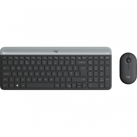 Logitech Slim Wireless Combo MK470 - Keyboard and mouse set - wireless - 2.4 GHz - US International - graphite - 0