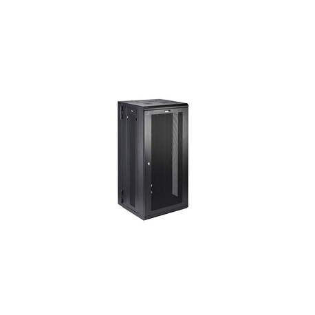 StarTech.com 26U 19" Wall Mount Network Cabinet, 16" Deep Hinged Locking IT Network Switch Depth Enclosure, Assembled Vented Computer Equipment Data Rack with Shelf & Flexible Side Panels - 26U Vented Cabinet (RK2620WALHM) - Rack enclosure cabinet - wall mountable - black - 26U - 0