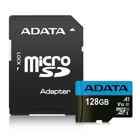 ADATA Premier - Flash memory card (microSDXC to SD adapter included) - 128 GB - UHS Class 1  /  Class10 - microSDXC UHS-I - for retail customers - 2