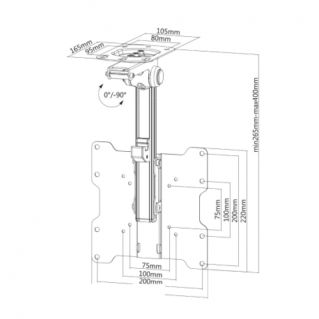 Neomounts by Newstar FPMA-C020 - Bracket - for LCD display (full-motion) - black - screen size: 10"-40" - ceiling mountable - 3
