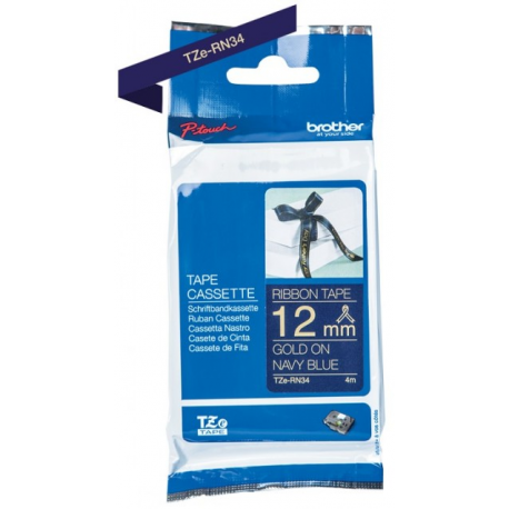 Brother TZe-RN34 - Gold on navy blue - Roll (1.2 cm x 4 m) 1 cassette(s) ribbon tape - for Brother PT-D600, H110; P-Touch PT-D450; P-Touch Cube PT-P300; P-Touch Embellish PT-D215 - 2