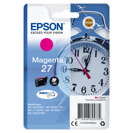 Epson 27 - 3.6 ml - magenta - original - ink cartridge - for WorkForce WF-3620, WF-3640, WF-7110, WF-7210, WF-7610, WF-7620, WF-7710, WF-7715, WF-7720 - 2