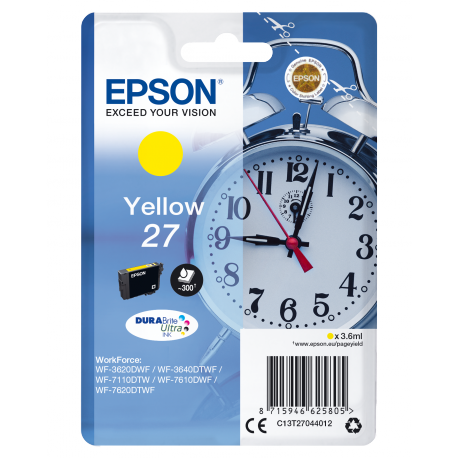 Epson 27 - 3.6 ml - yellow - original - ink cartridge - for WorkForce WF-3620, WF-3640, WF-7110, WF-7210, WF-7610, WF-7620, WF-7710, WF-7715, WF-7720 - 2