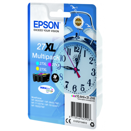 Epson 27XL Multipack - 3-pack - 31.2 ml - XL - yellow, cyan, magenta - original - ink cartridge - for WorkForce WF-3620, WF-3640, WF-7110, WF-7210, WF-7610, WF-7620, WF-7710, WF-7715, WF-7720 - 3