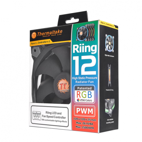 Thermaltake Riing 12 LED RGB Fan - Case fan - 120 mm - 13